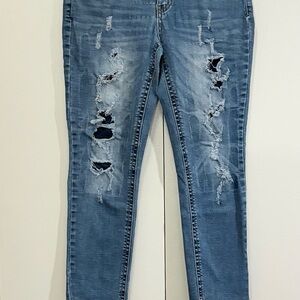 Distressed Blue Jeans